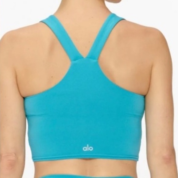 Alo Airbrush Real Bra Tank In blue splash size small - Picture 4 of 9